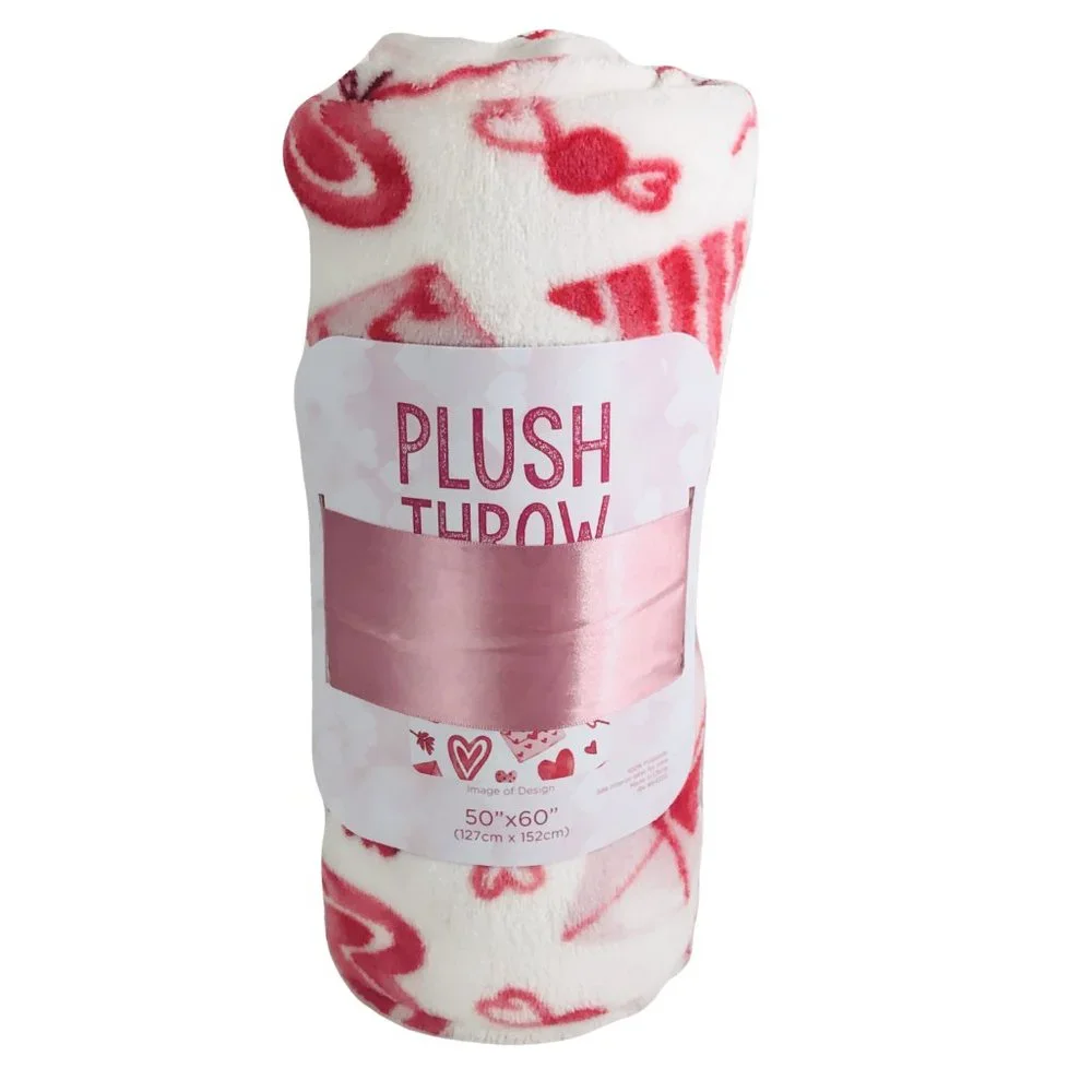 Valentine's Day Decorative Plush Throw Blanket Hearts Valentines Letters New